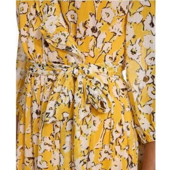 Karl Lagerfeld Paris Chiffon Floral Print V-Neck Ruffle Mini Dress – NWT Size 6 - Picture 11 of 15